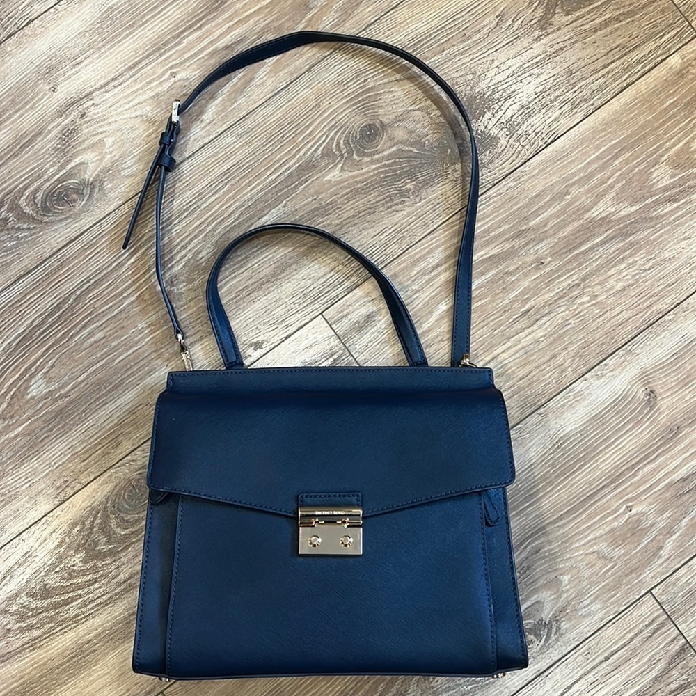 Michael Kors navy leather handbag